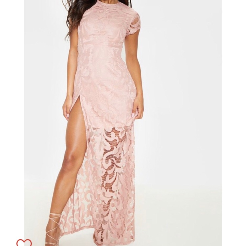 Nude lace cap dress